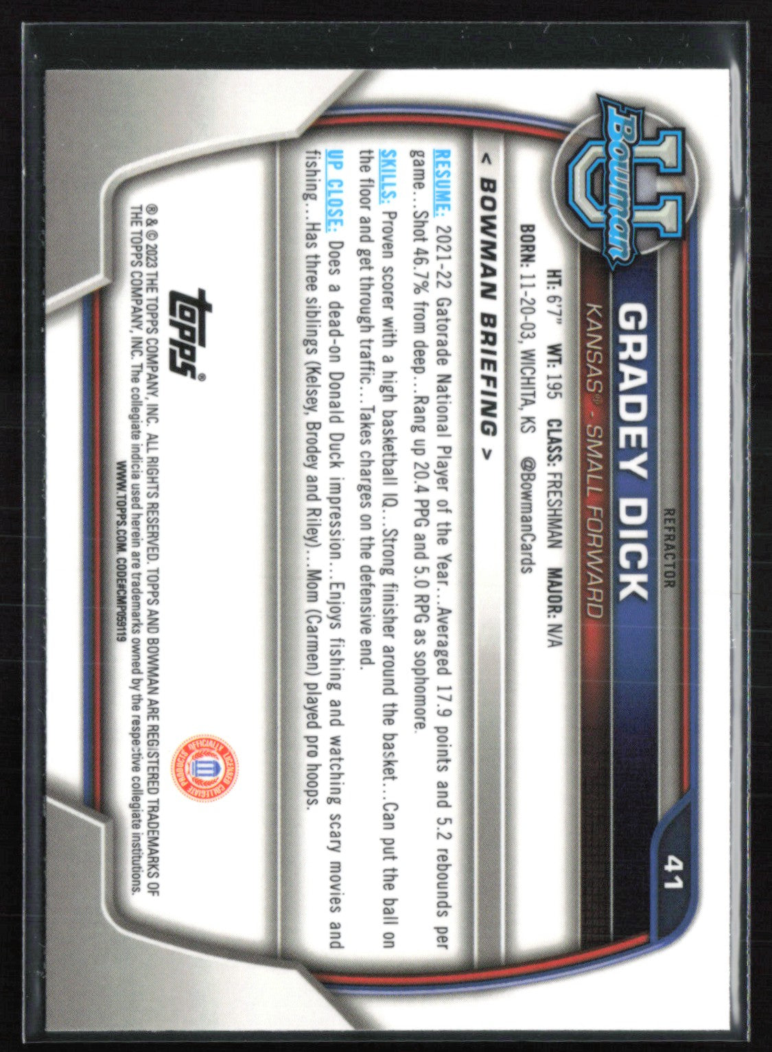 Gradey Dick 1st Bowman Refractor