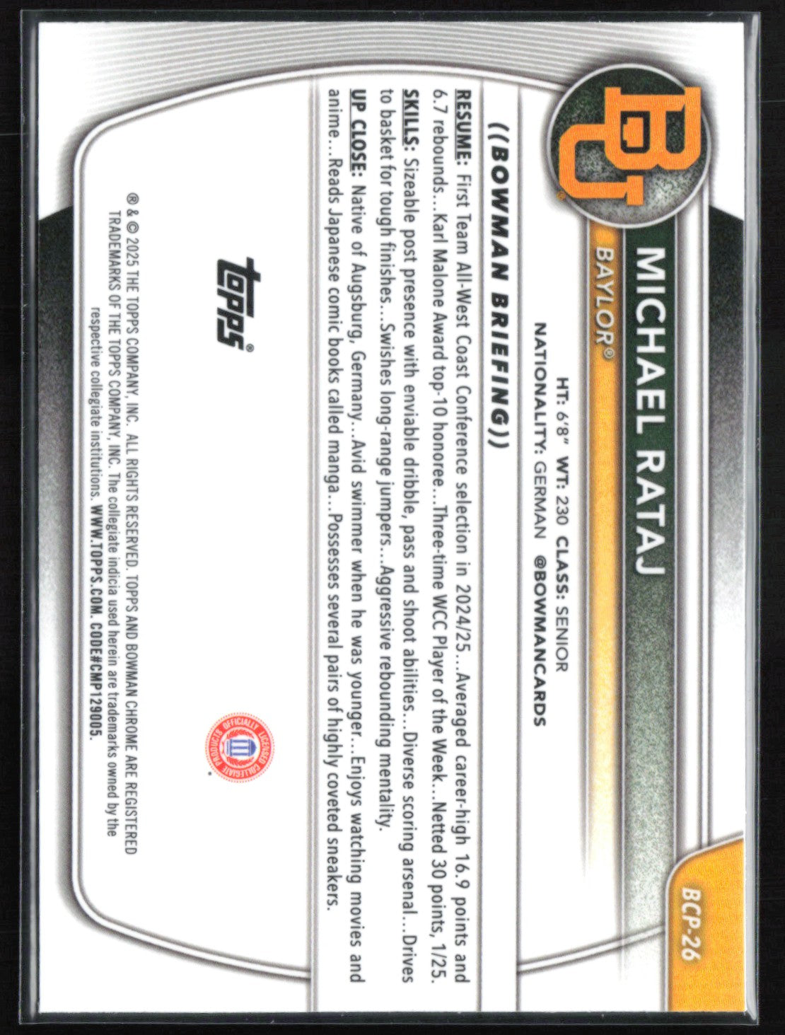 Michael Rataj 1st Bowman Mojo