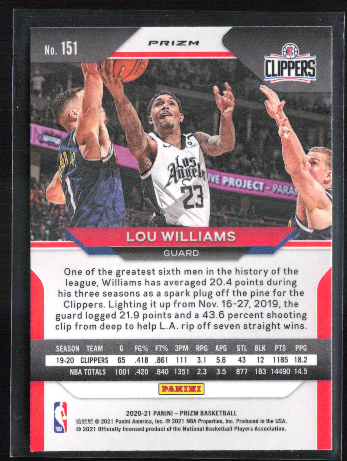 Lou Williams Silver Prizm