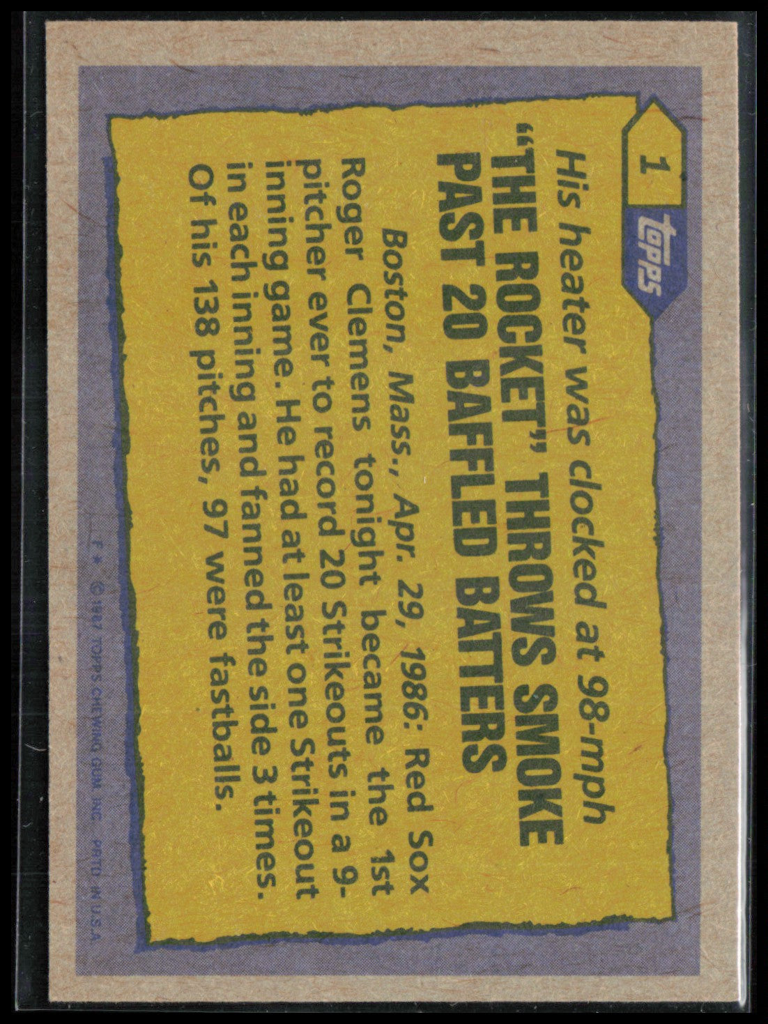 Roger Clemens 1987 Topps