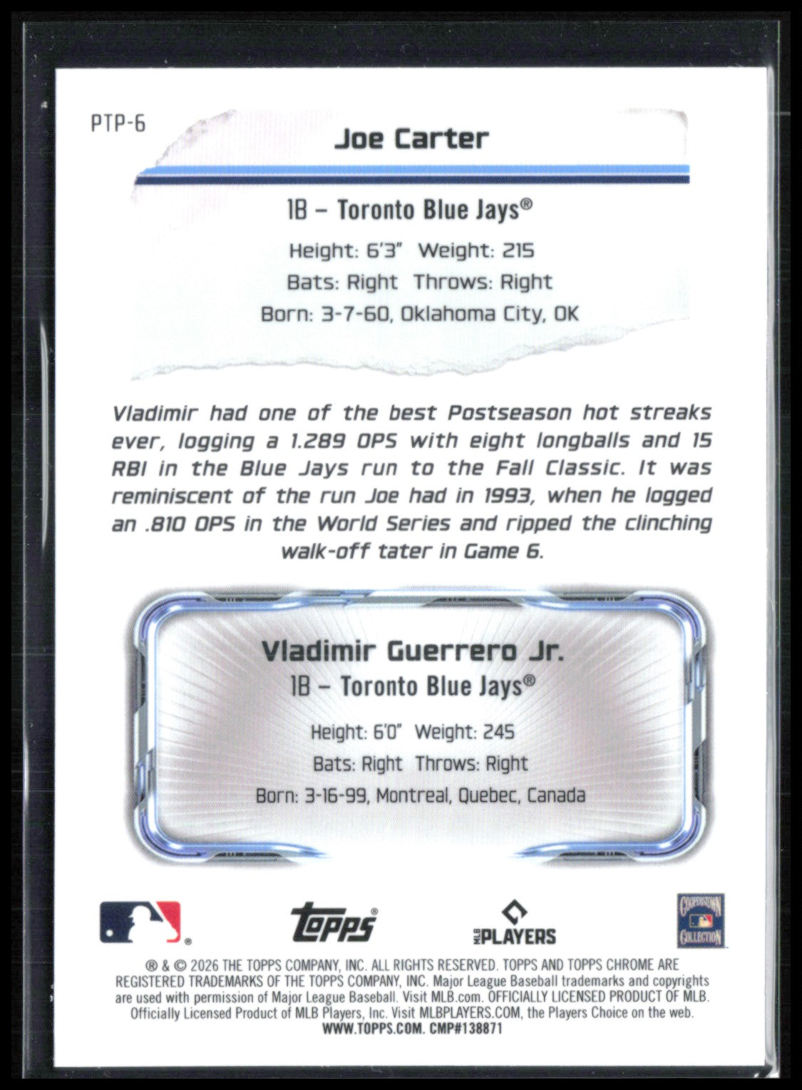 Joe Carter / Vladimir Guerrero Jr Past to Present