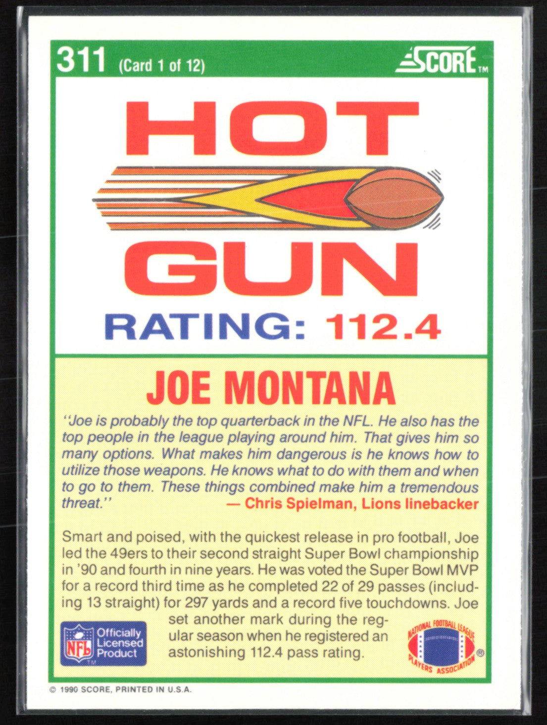 Joe Montana Hot Gun 1990 Score