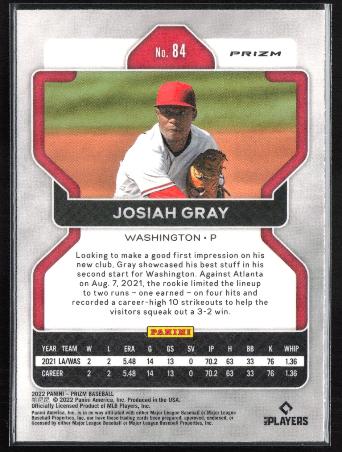 Josiah Gray RC Blue Prizm