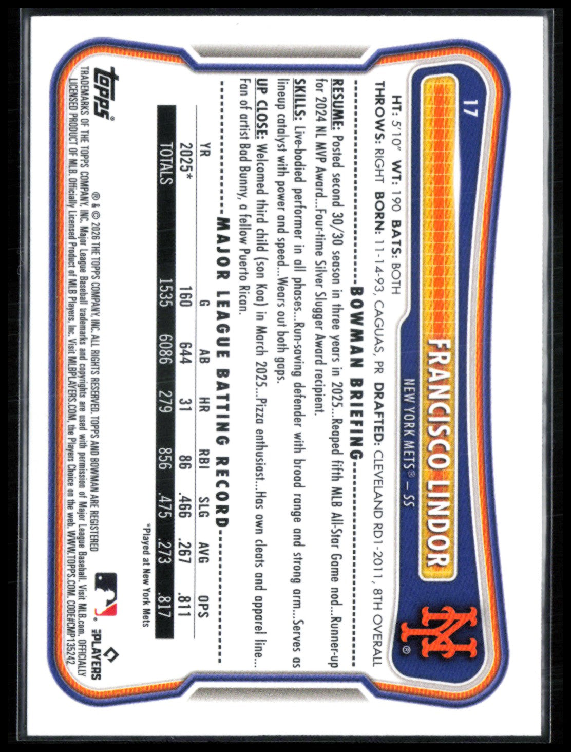 Francisco Lindor Blue /150