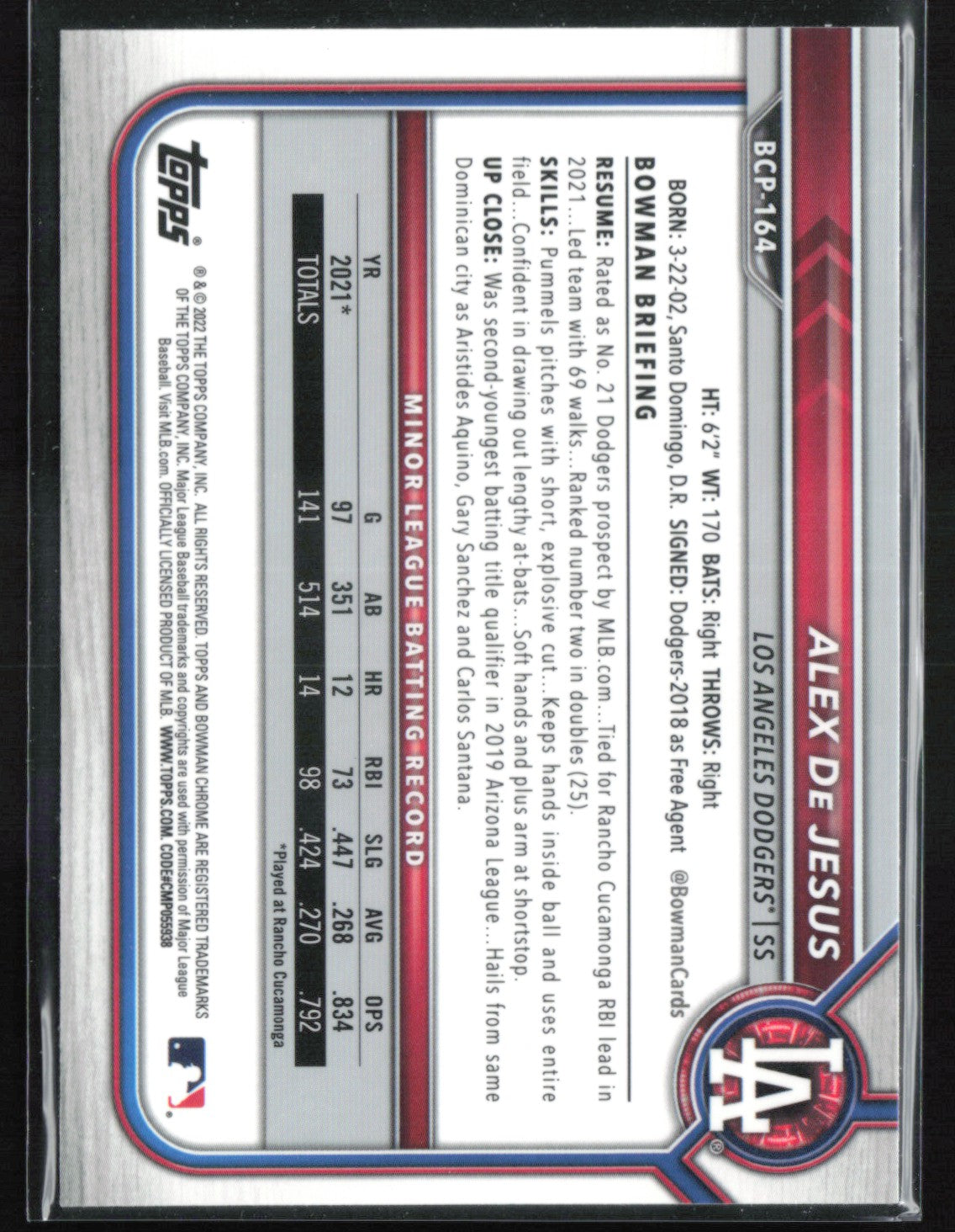 Alex De Jesus 1st Bowman Mojo