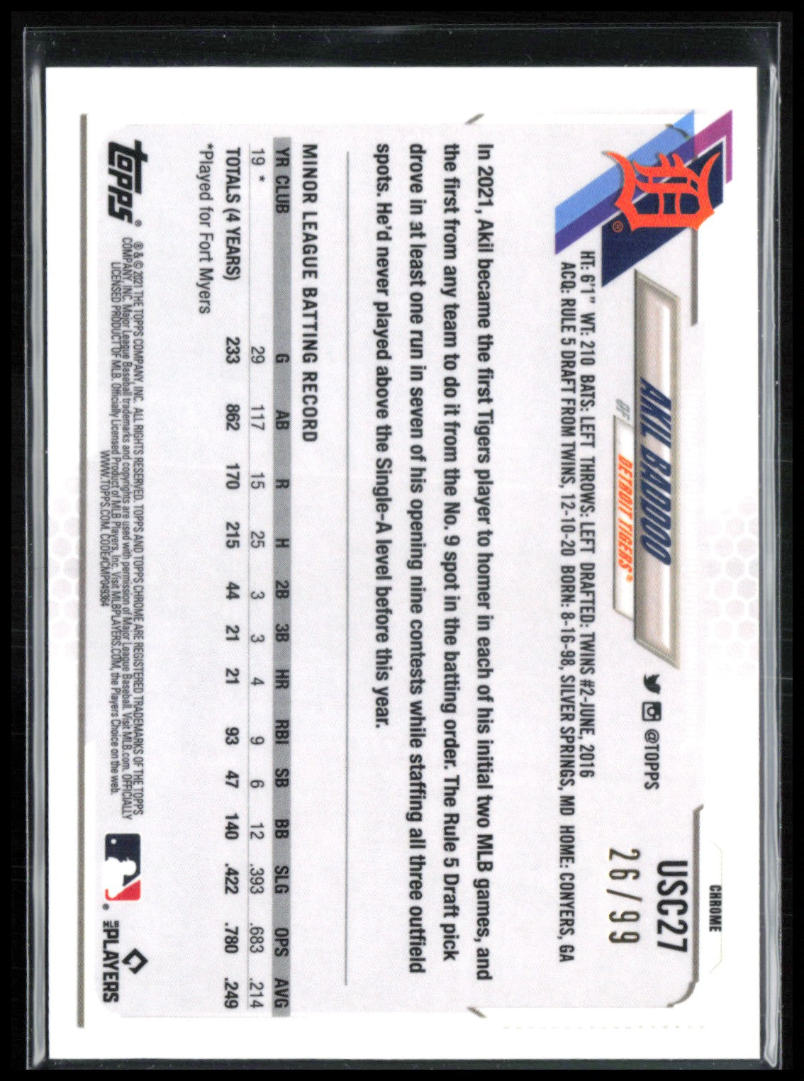 Akil Baddoo RC X-Fractor /99