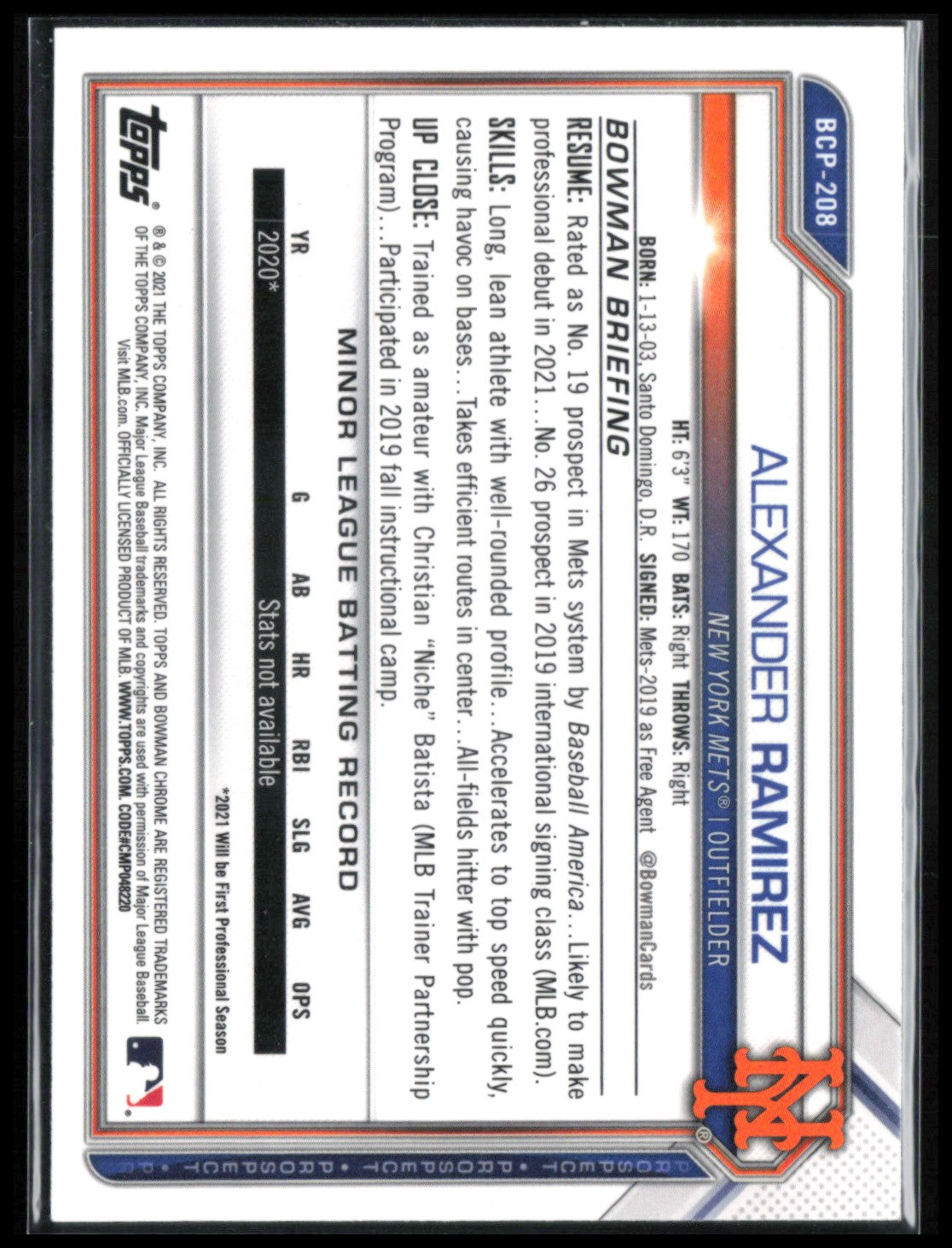 Alexander Ramirez 1st Bowman Mojo