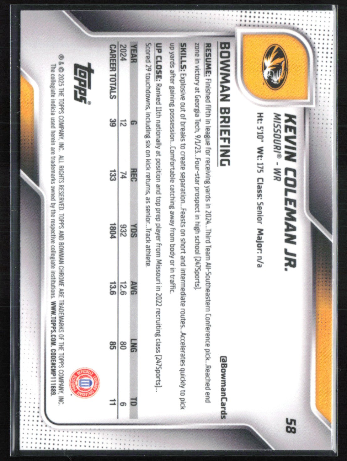 Kevin Coleman Jr 1st Bowman Green Lava