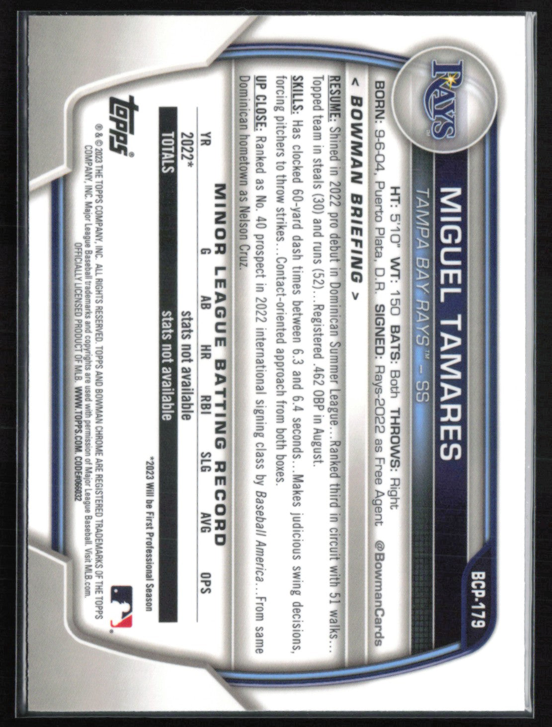 Miguel Tamares 1st Bowman Mojo