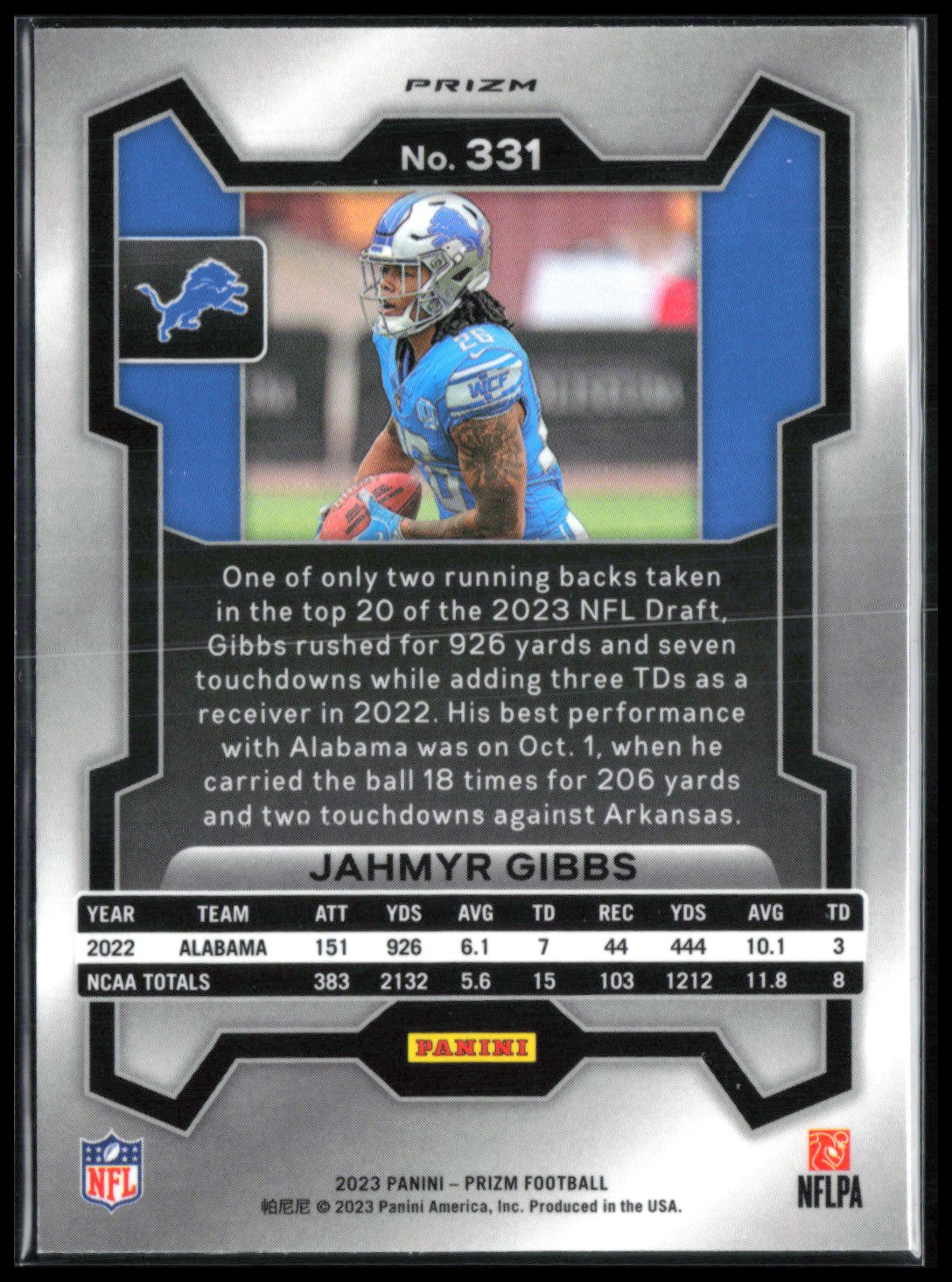 Jahmyr Gibbs RC Green Wave 2023 Prizm