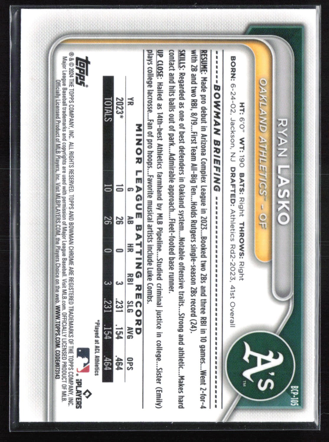 Ryan Lasko 1st Bowman