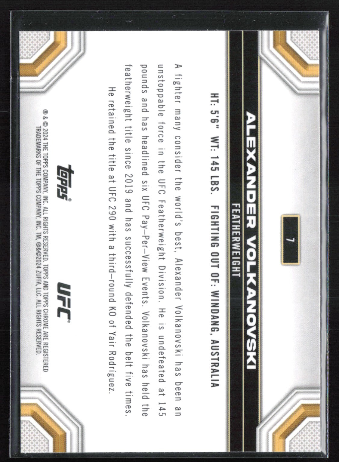 Alexander Volkanovski Purple Refractor