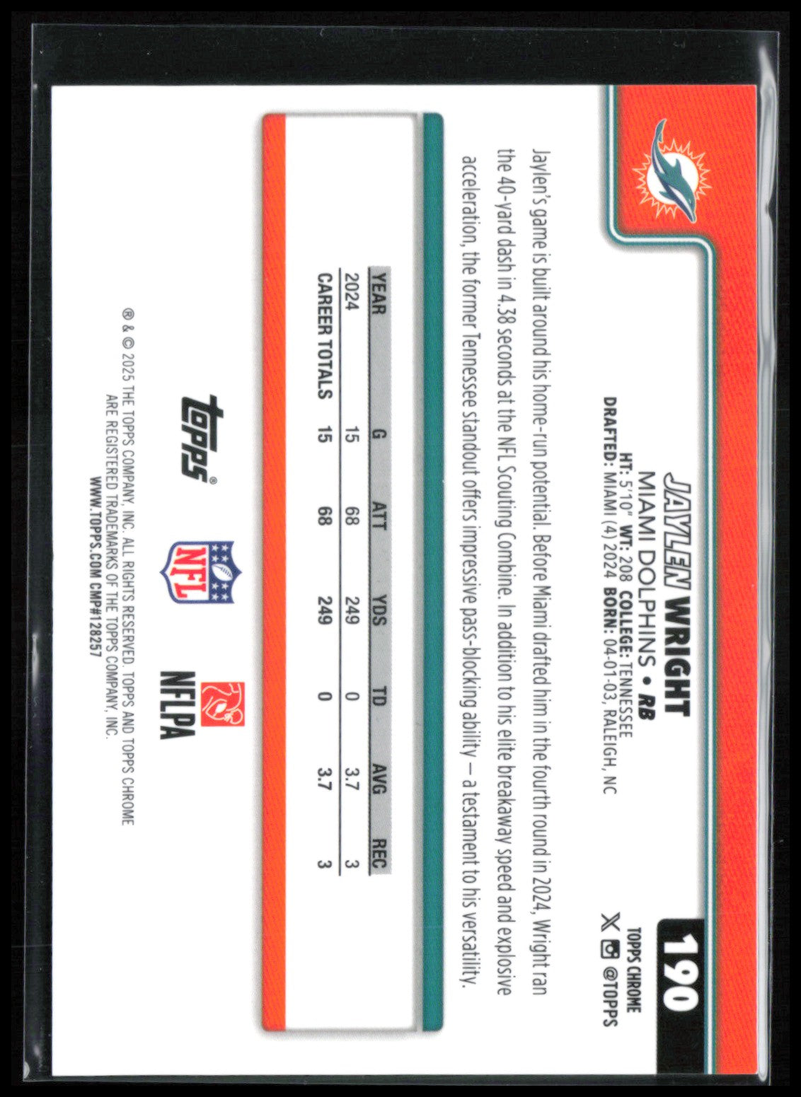 Jaylen Wright Orange Lava /25 Refractor