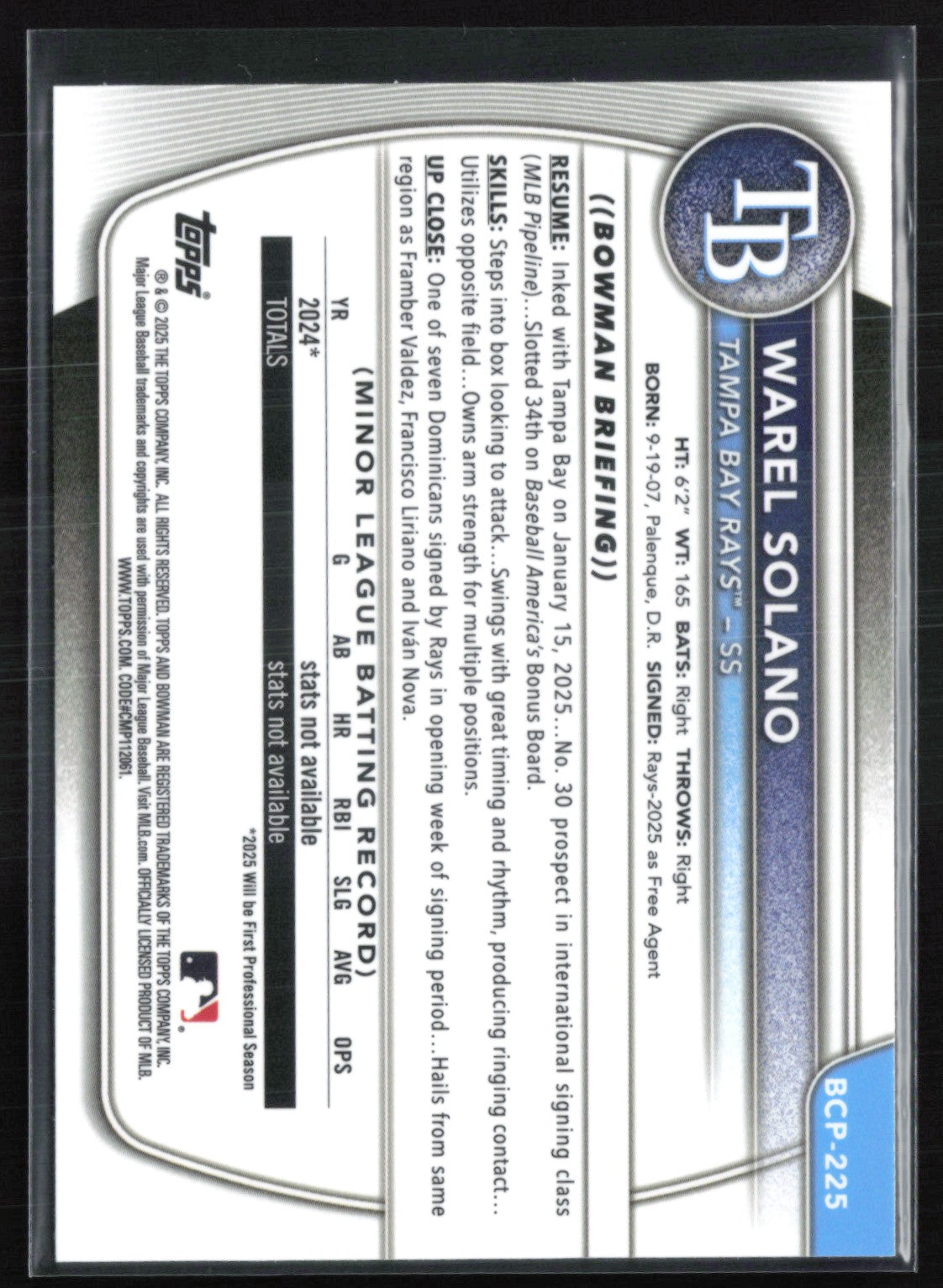 Warel Solano 1st Bowman