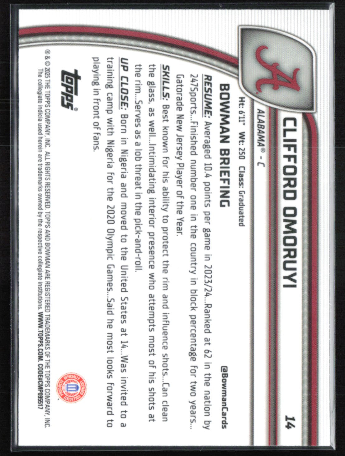 Clifford Omoruyi 1st Bowman Light Blue