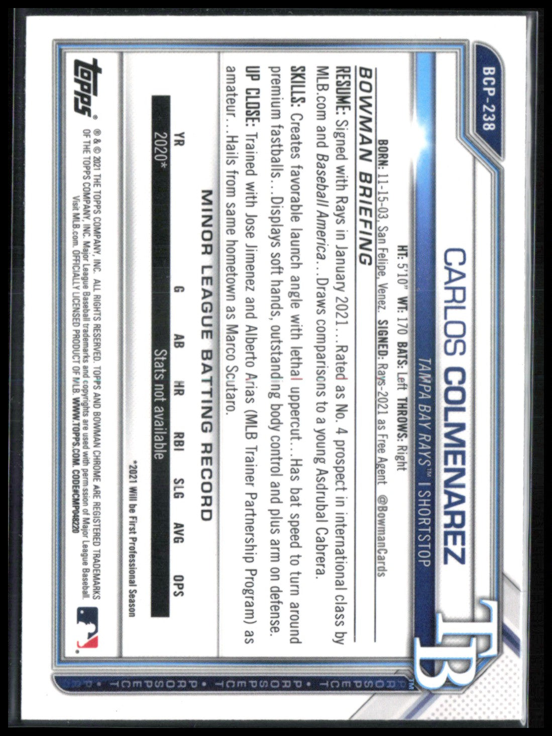Carlos Colmenarez 1st Bowman Mojo