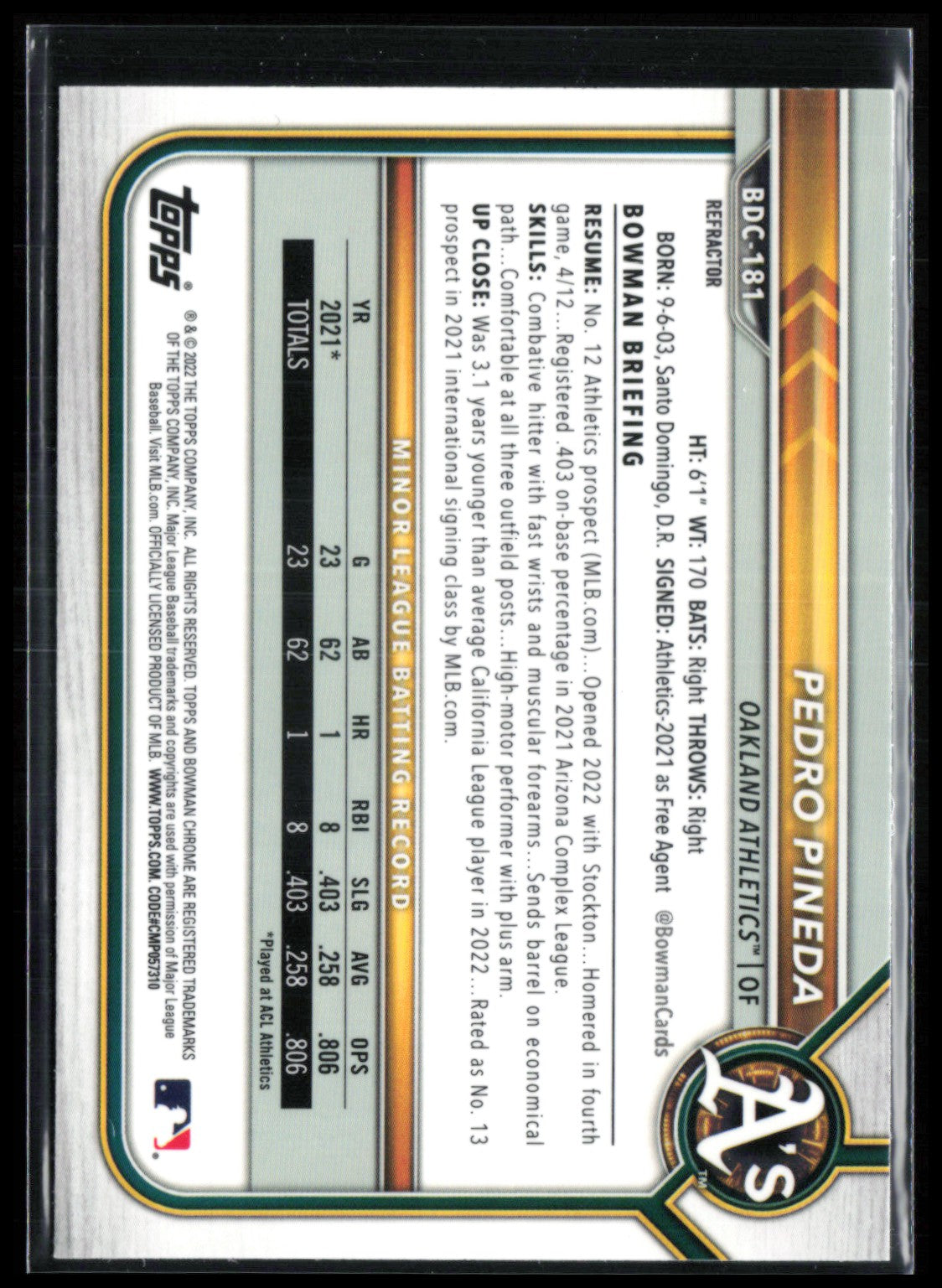 Pedro Pineda Refractor Prospects