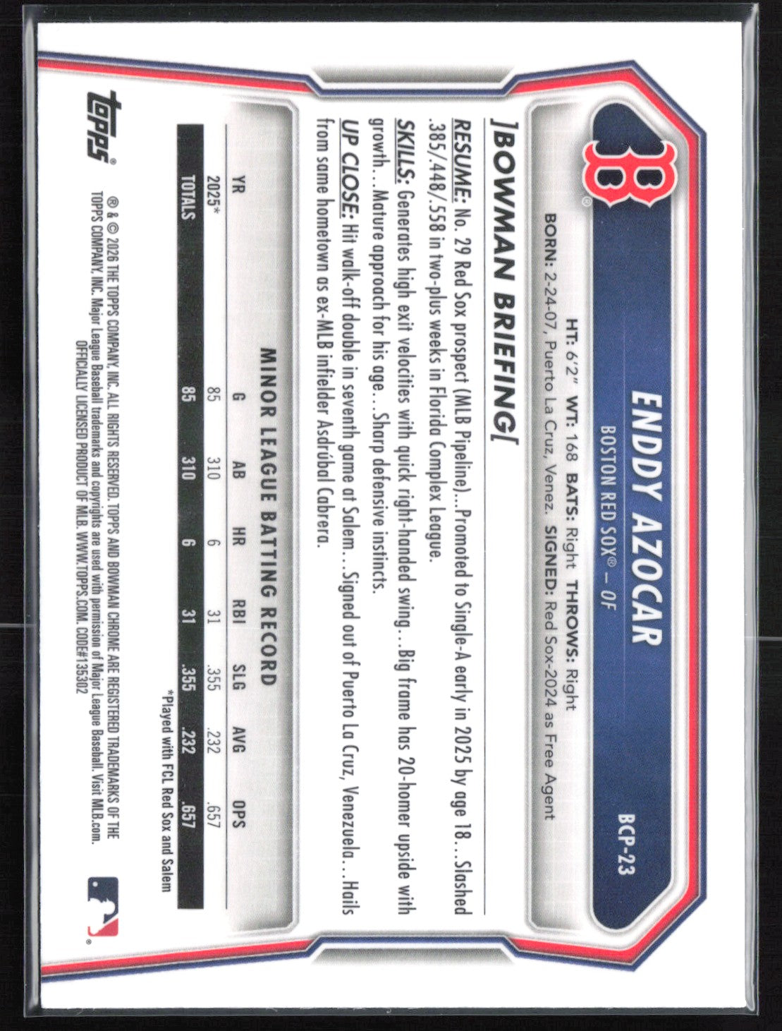 Enddy Azocar 1st Bowman Chrome