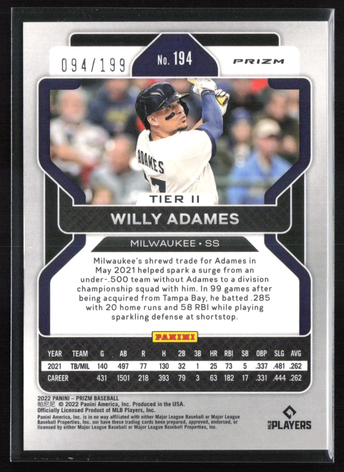 Willy Adames Blue Mojo /199