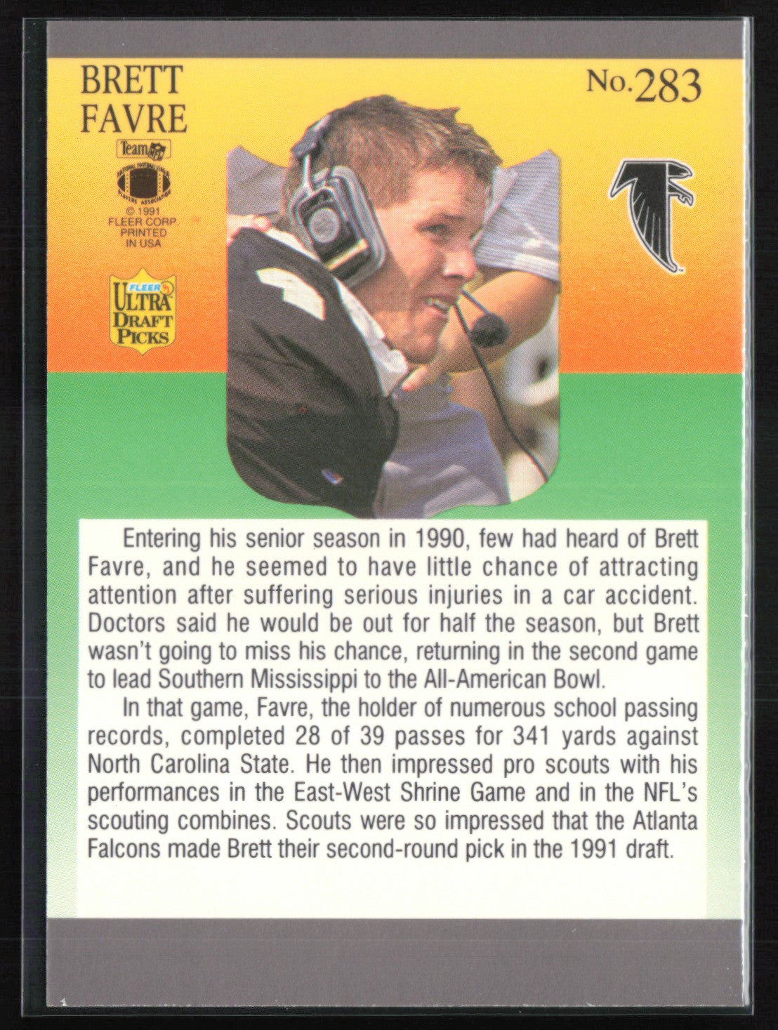 Brett Favre 1991 Ultra Draft Picks