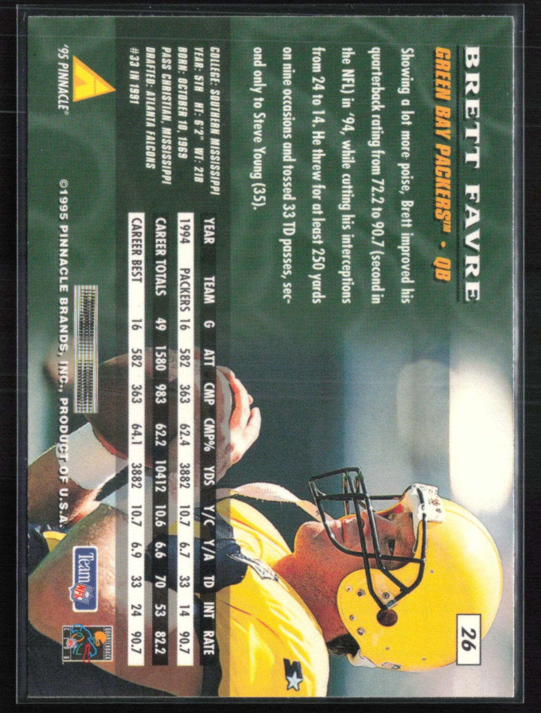 Brett Favre 1995 Pinnacle