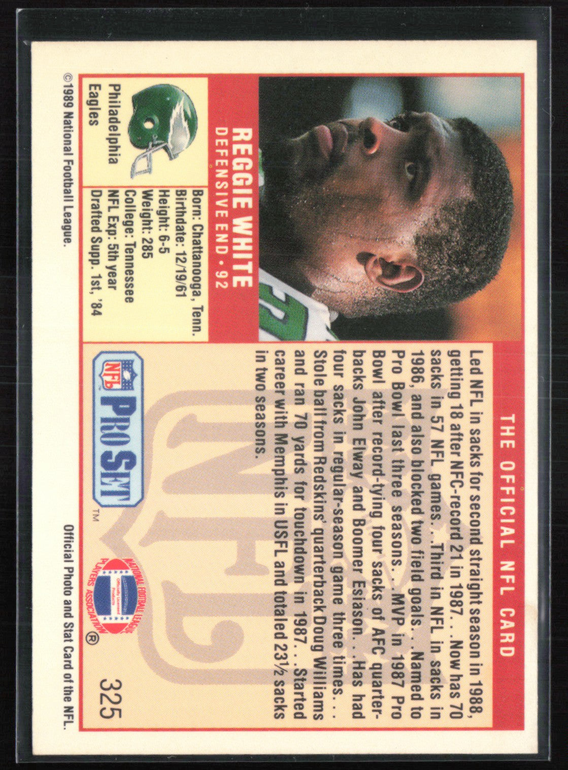 Reggie White 1989 Pro Set