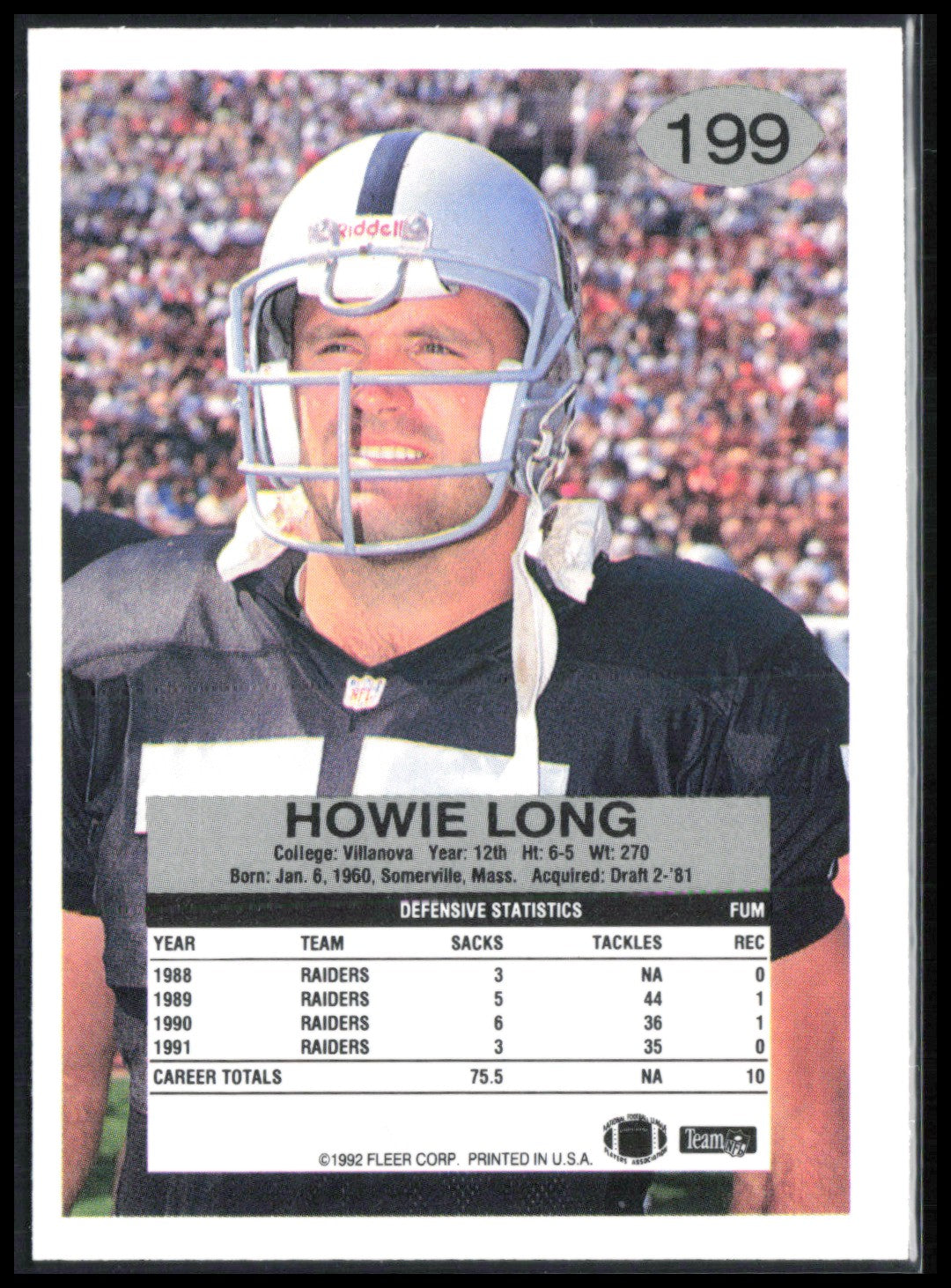Howie Long 1992 Fleer