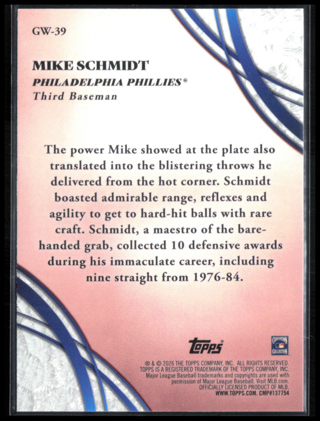 Mike Schmidt Glove Work