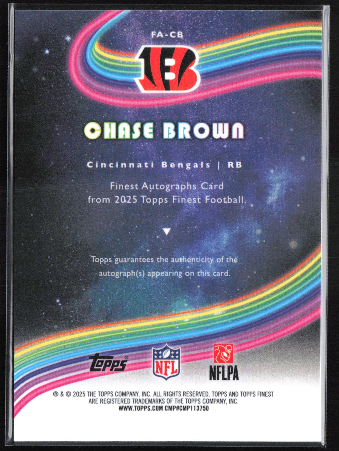 Chase Brown Auto 2025 Topps Finest