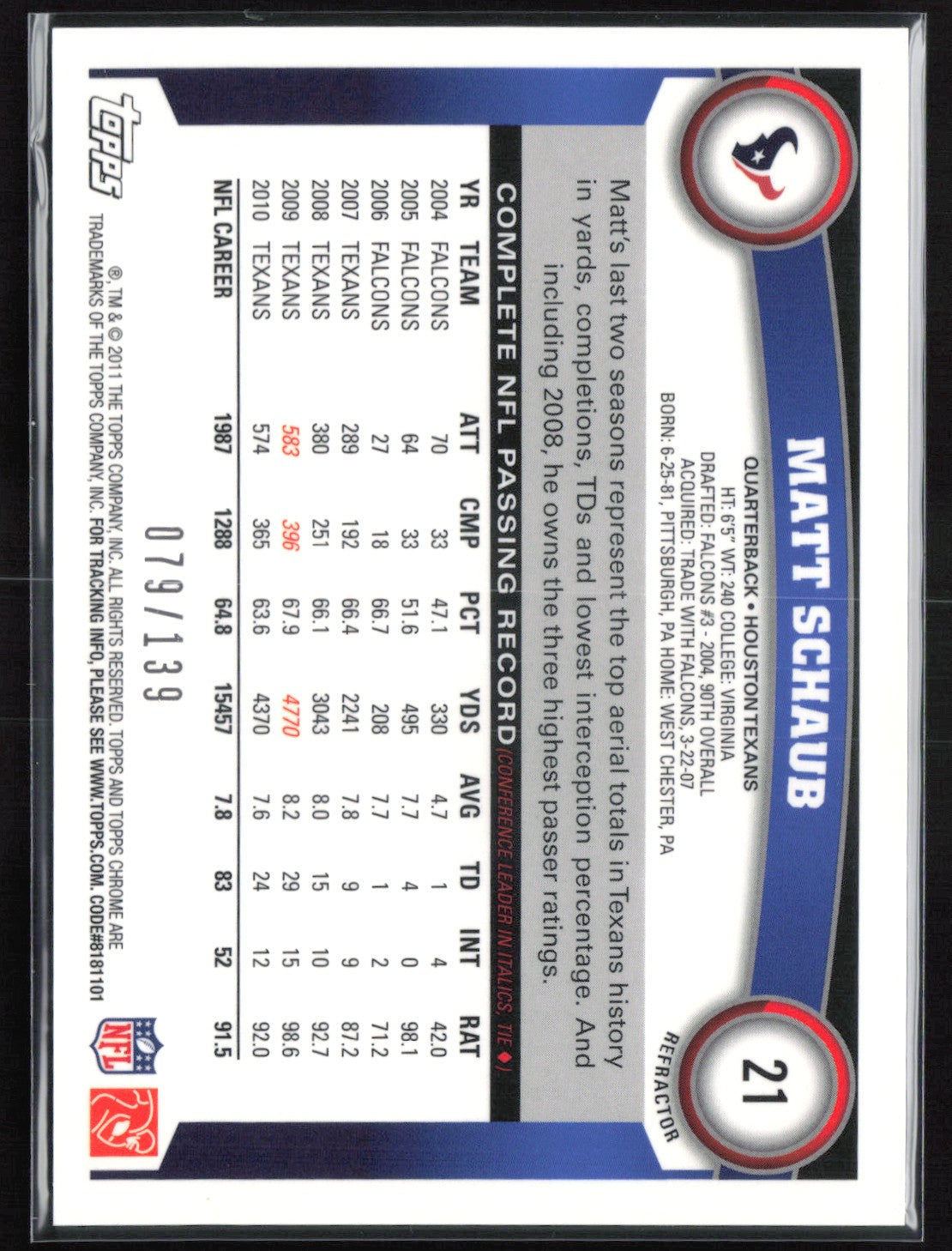 Matt Schaub Cracked Ice /139