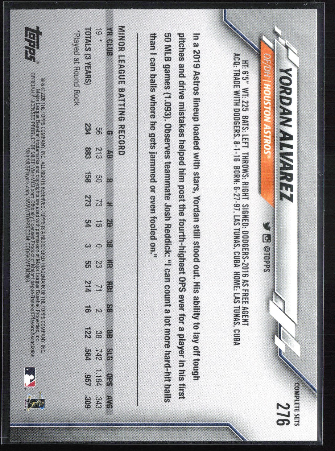 Yordan Alvarez RC Rookie Cup