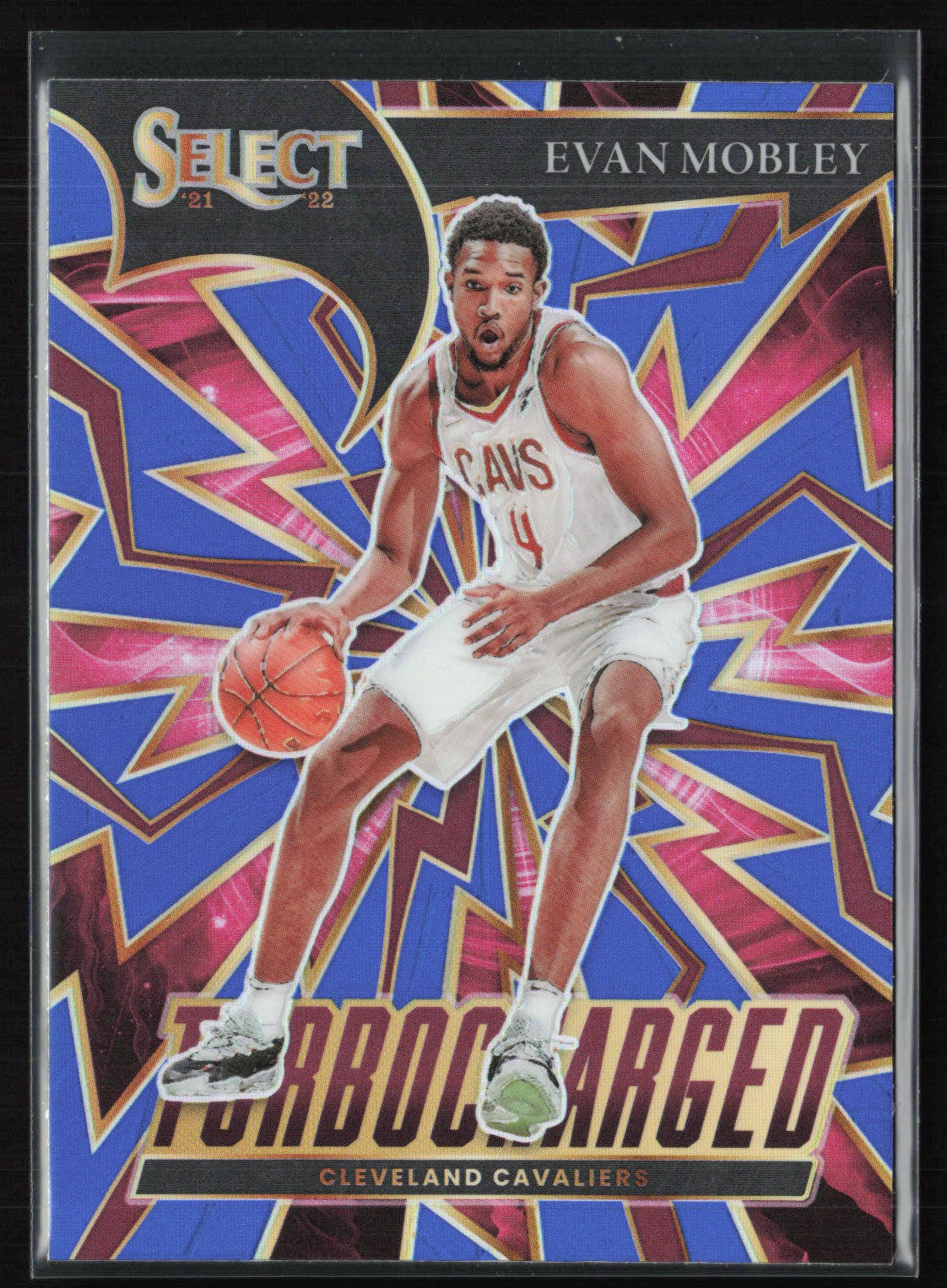 2021 Panini Select Turbo Charged Blue Prizms 10 Evan Mobley RC