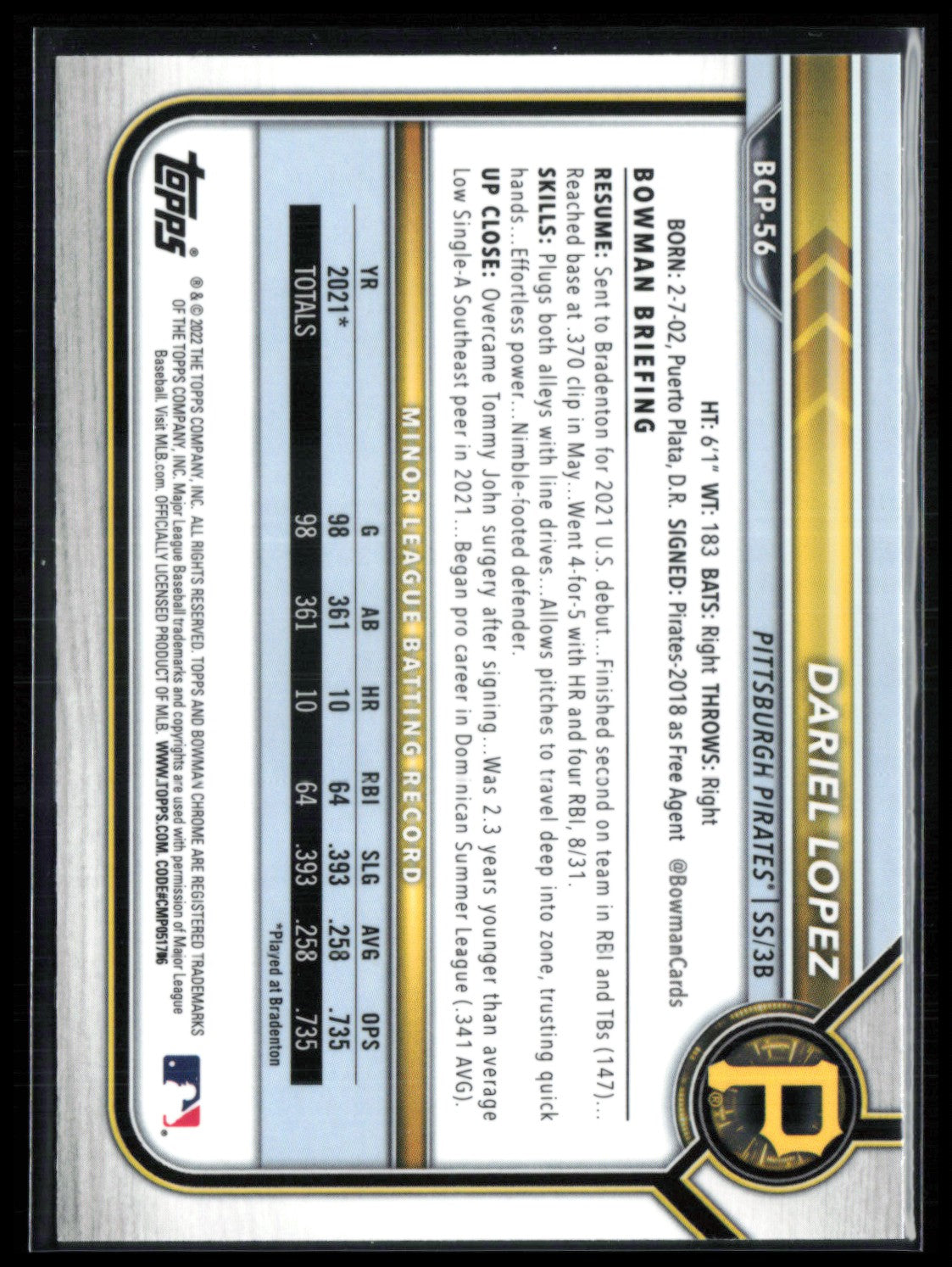 Dariel Lopez 1st BOwman