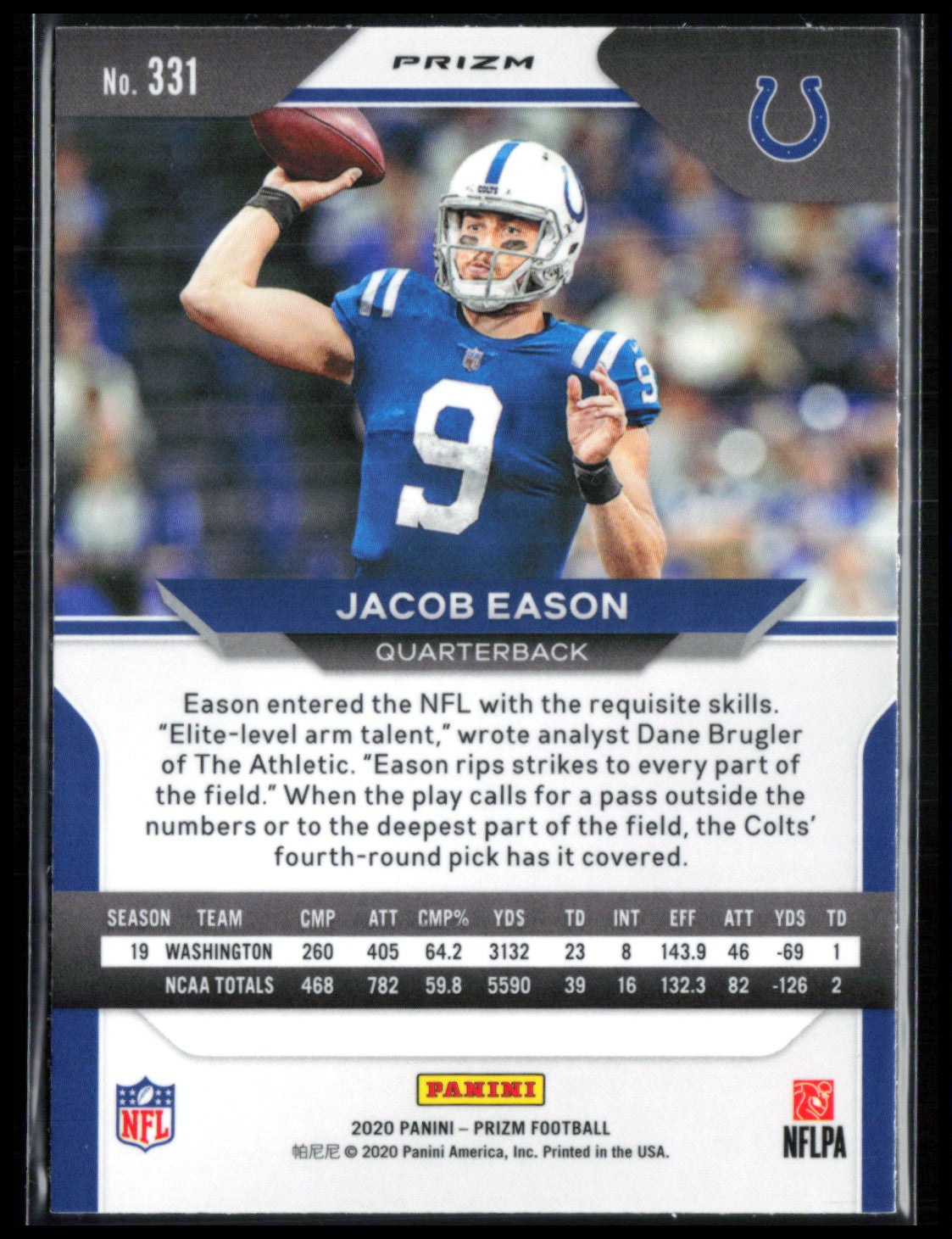 Jacob Eason RC Silver Prizm