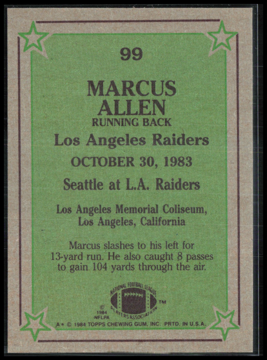 Marcus Allen 1984 Topps