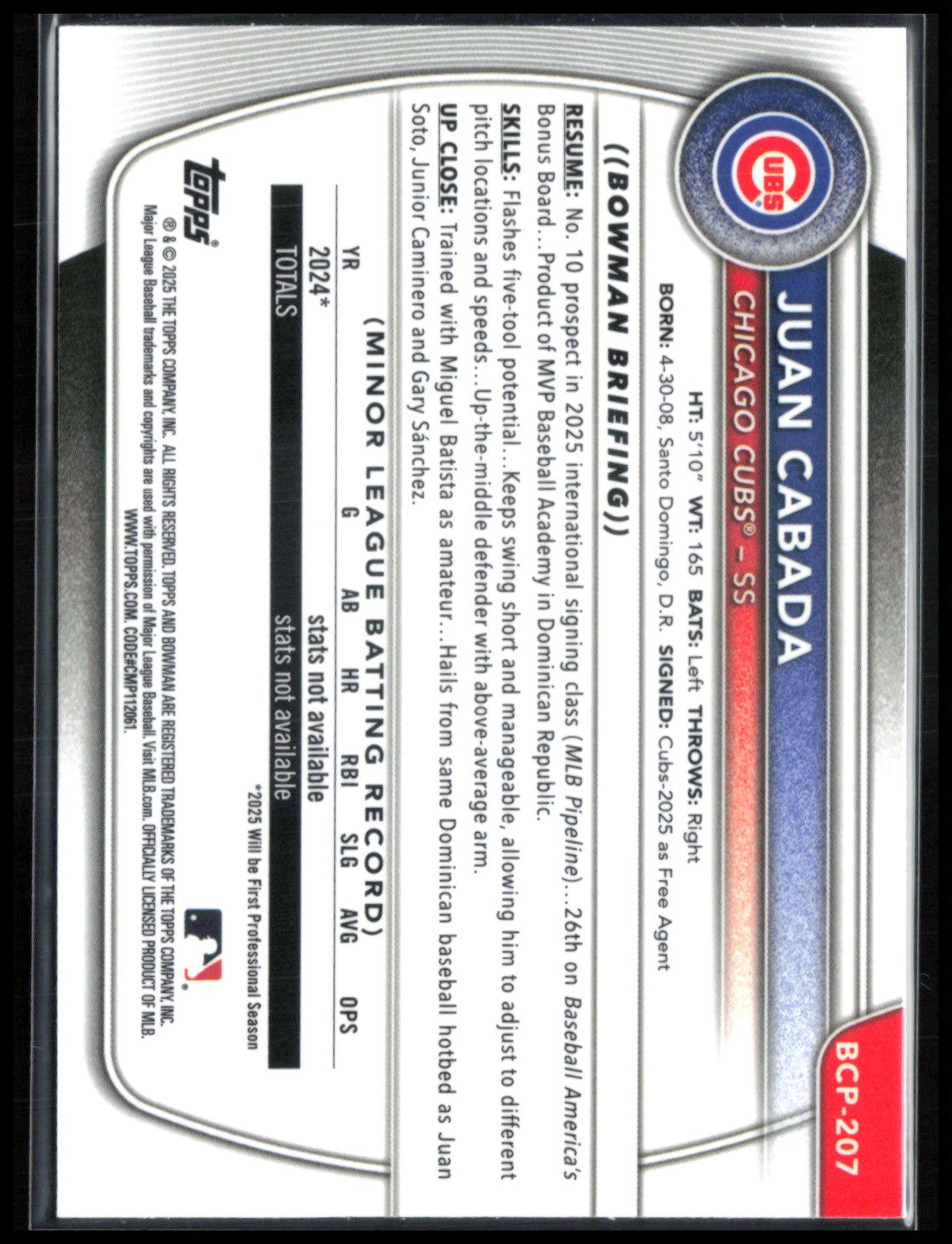 Juan Cabada 1st Bowman Chrome
