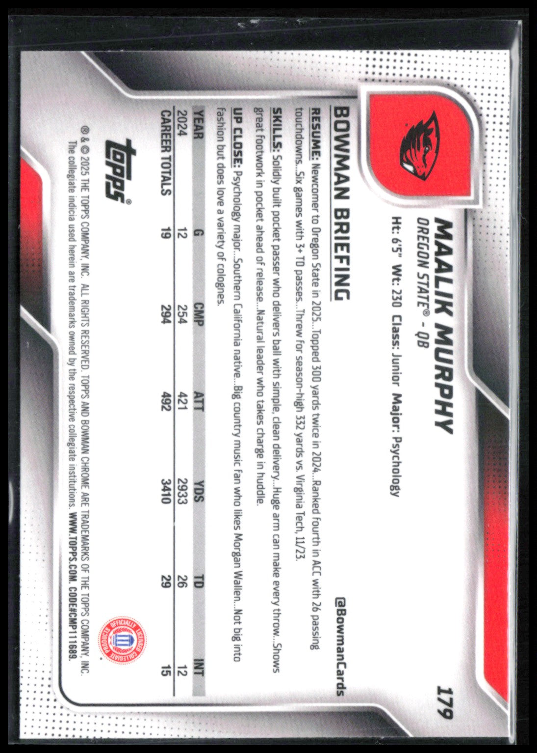 Byron Murphy II 1st Bowman Purple Shimmer /75 (Scratch on Front Surface)