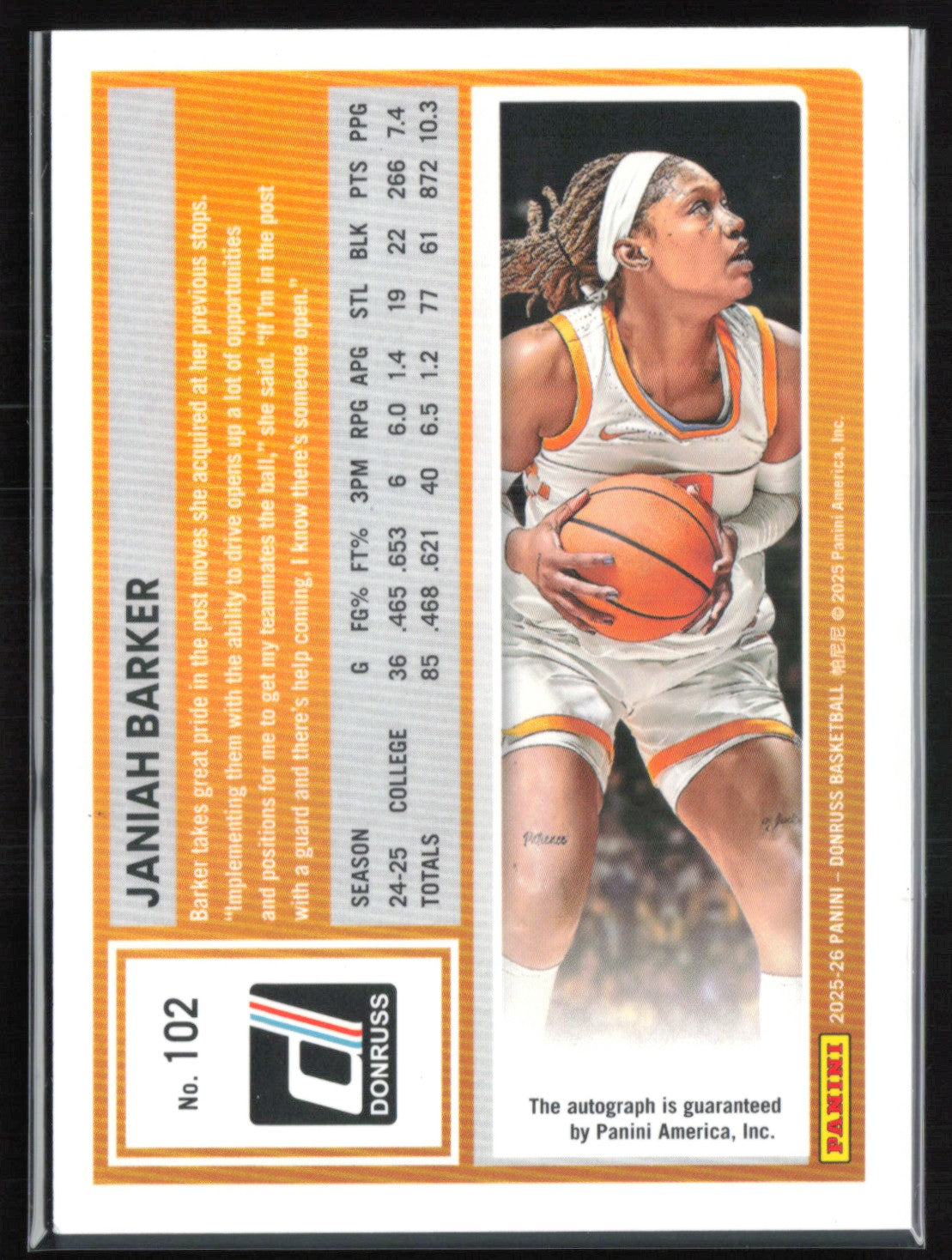 Janiah Barker Auto 2025 Donruss
