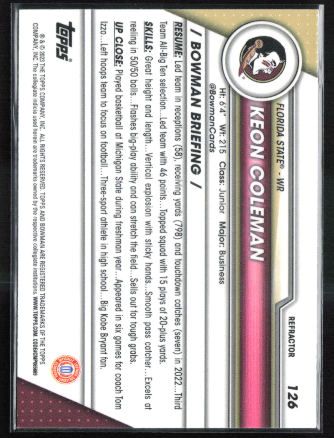 Keon Coleman 1st Bowman Refractor