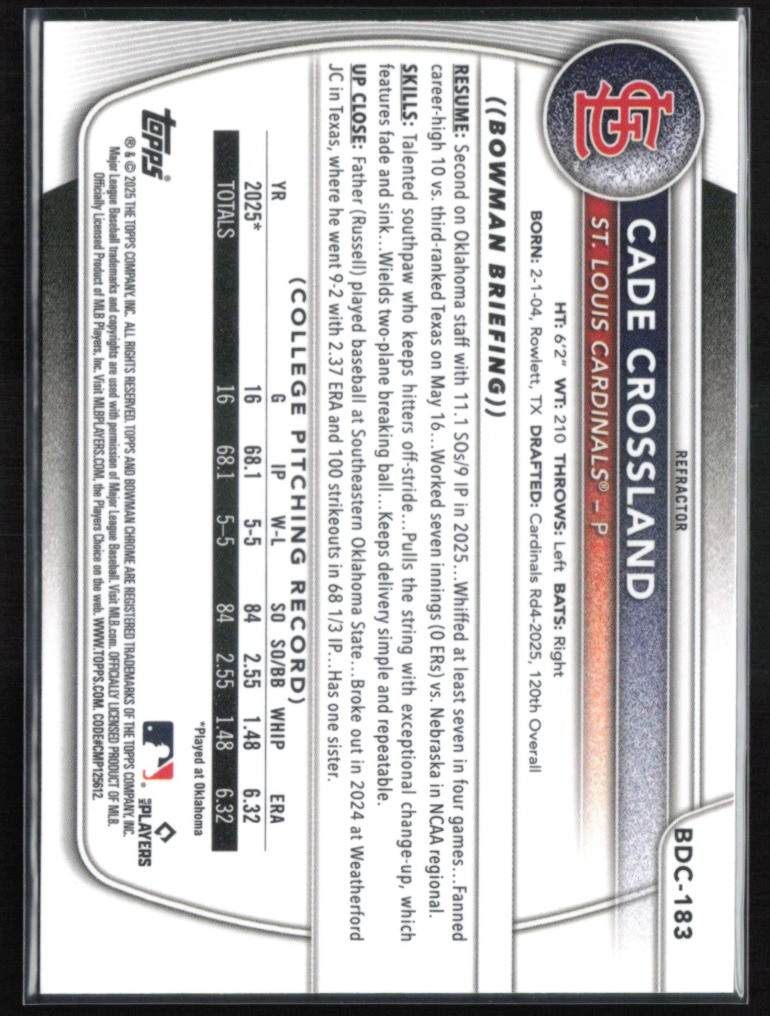 Cade Crossland 1st Bowman Refractor