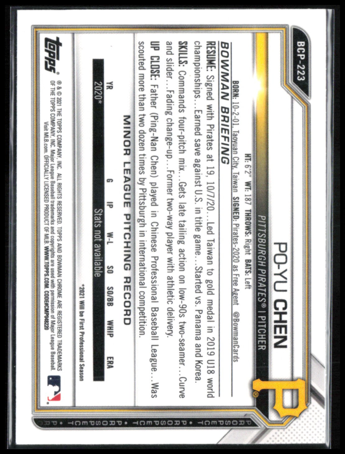 Po-Yu Chen 1st Bowman Mojo