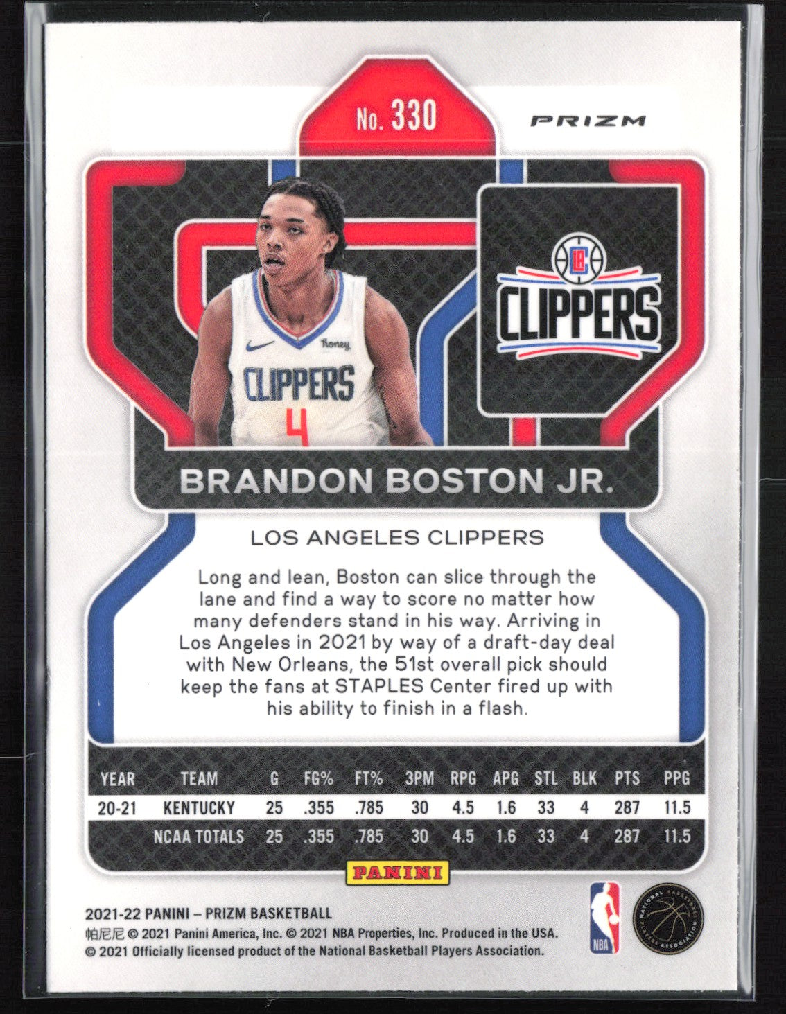 Brandon Boston Jr. RC Silver Prizm