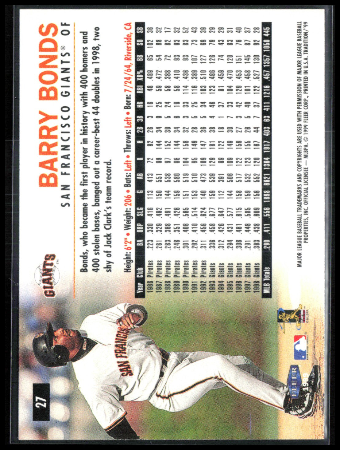 Barry Bonds 1999 Fleer Tradition