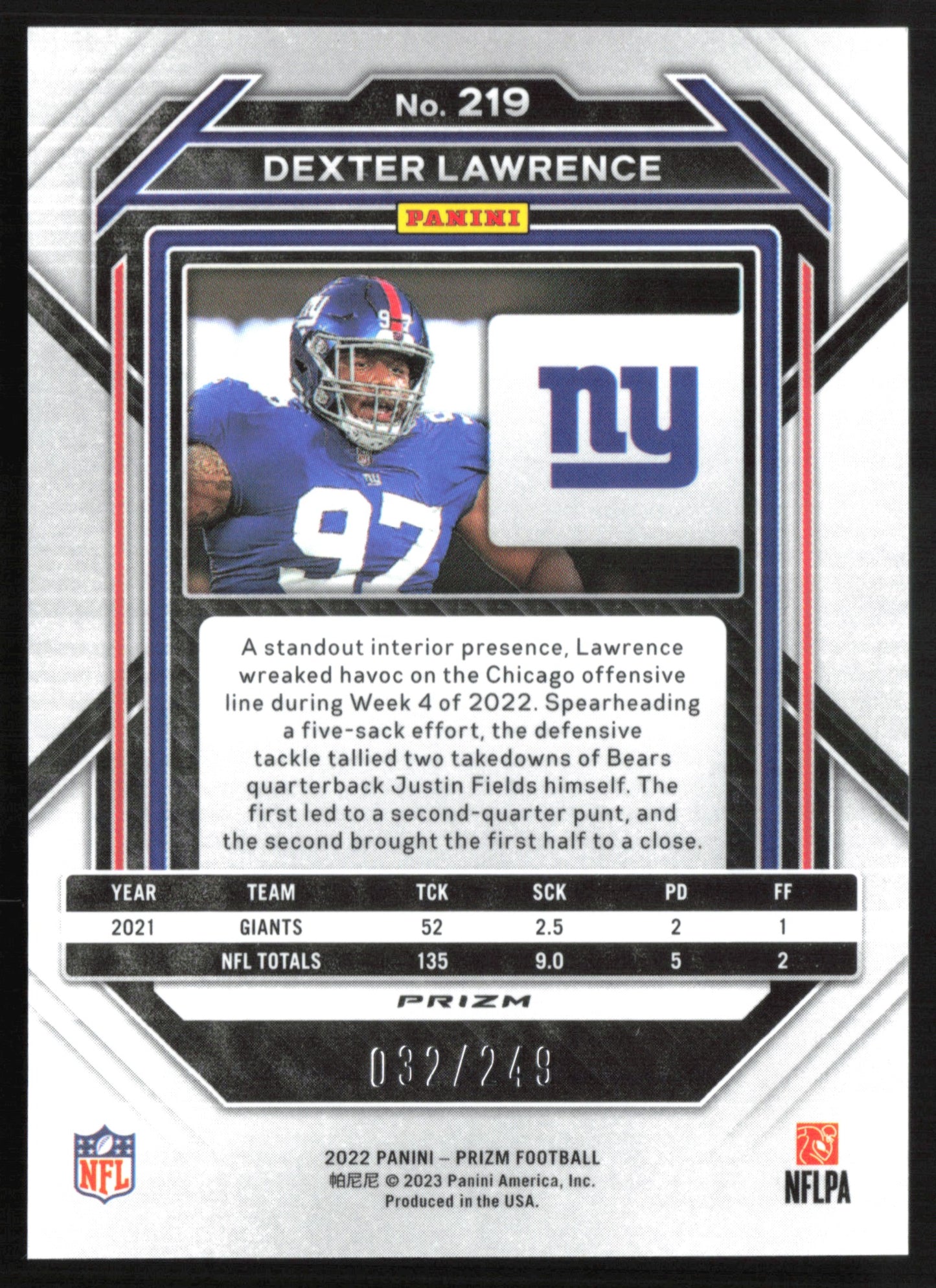 Dexter Lawrence Orange Prizm /249
