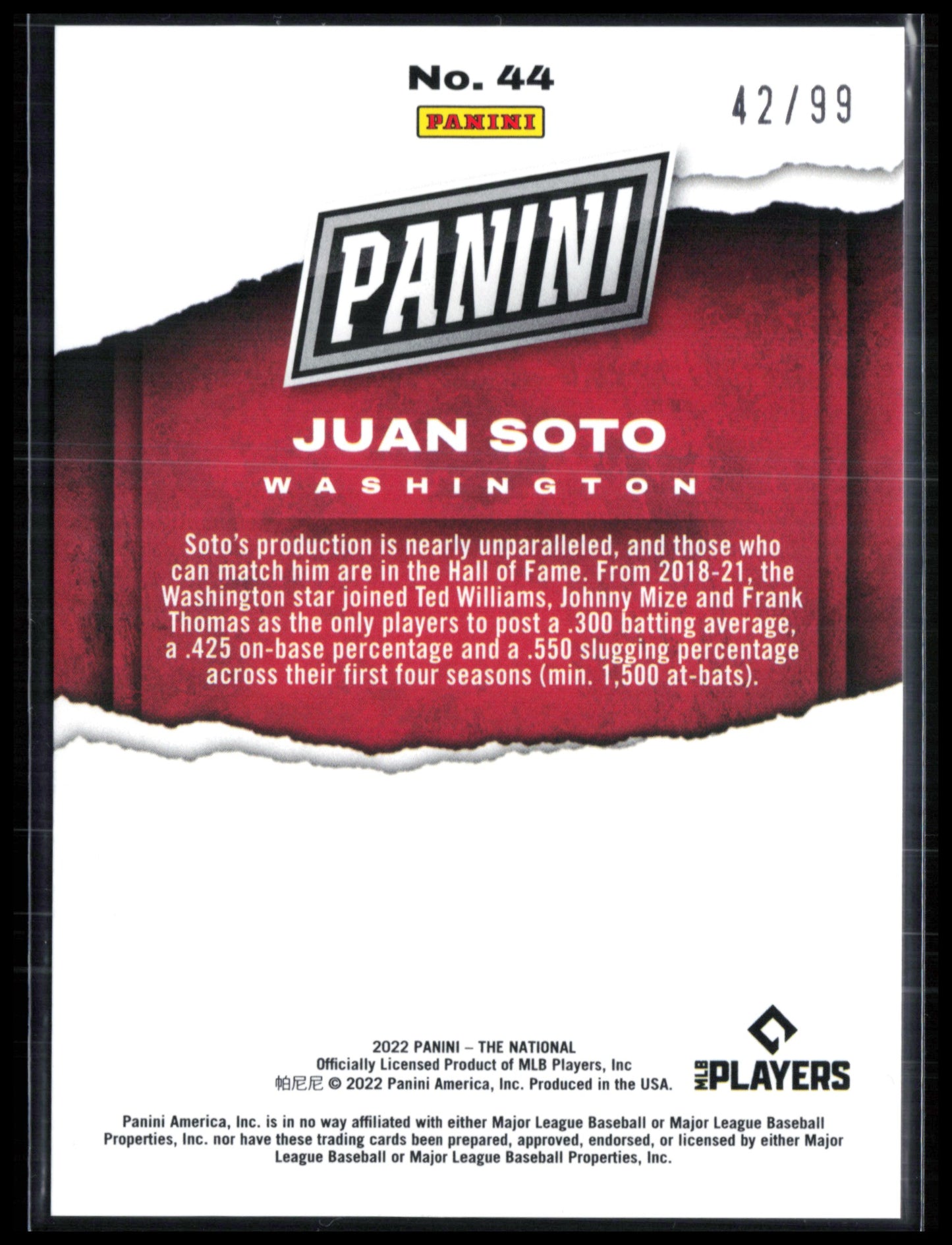 Juan Soto Red /99 National VIP Pack
