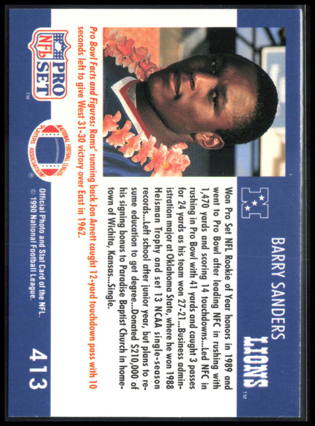 Barry Sanders 1990 Pro Set