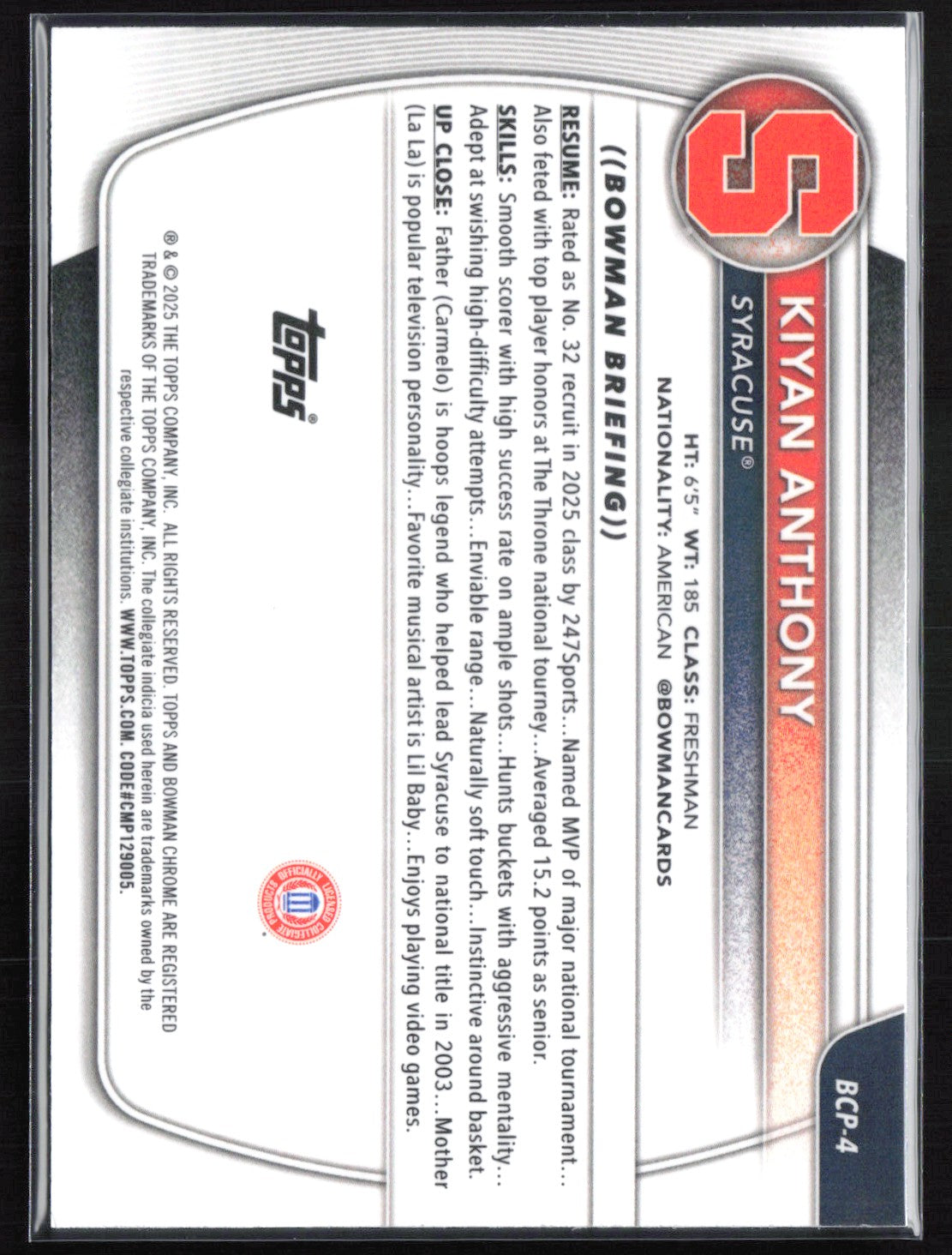 Kiyan Anthony 1st Bowman Mojo
