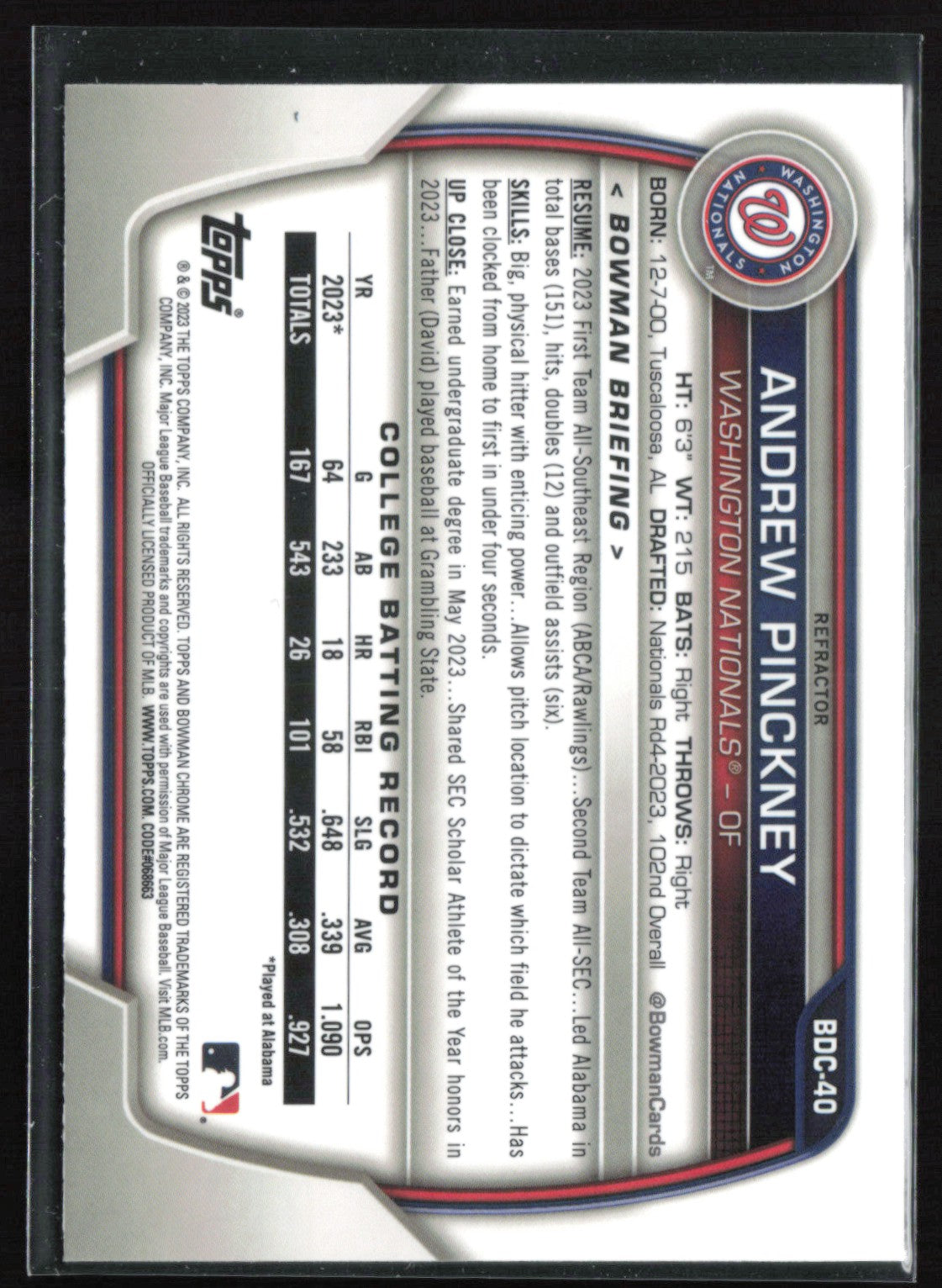 Andrew Pinckney 1st Bowman Refractor