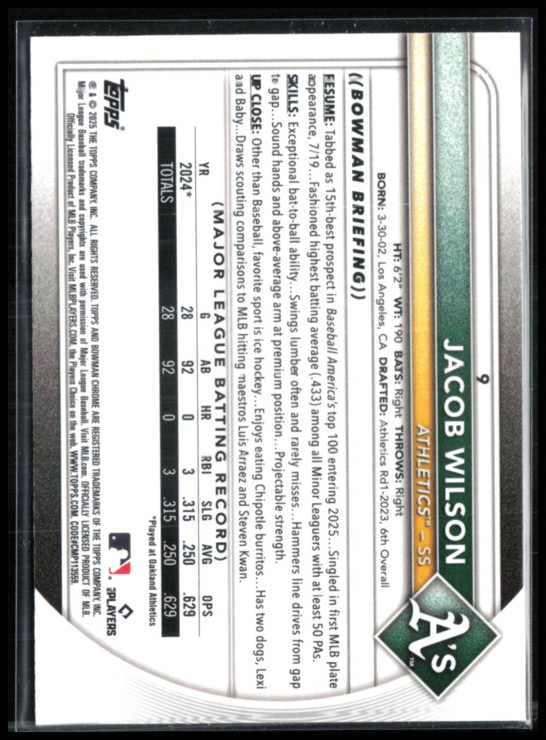 Jacob Wilson RC Red Rookie Logo