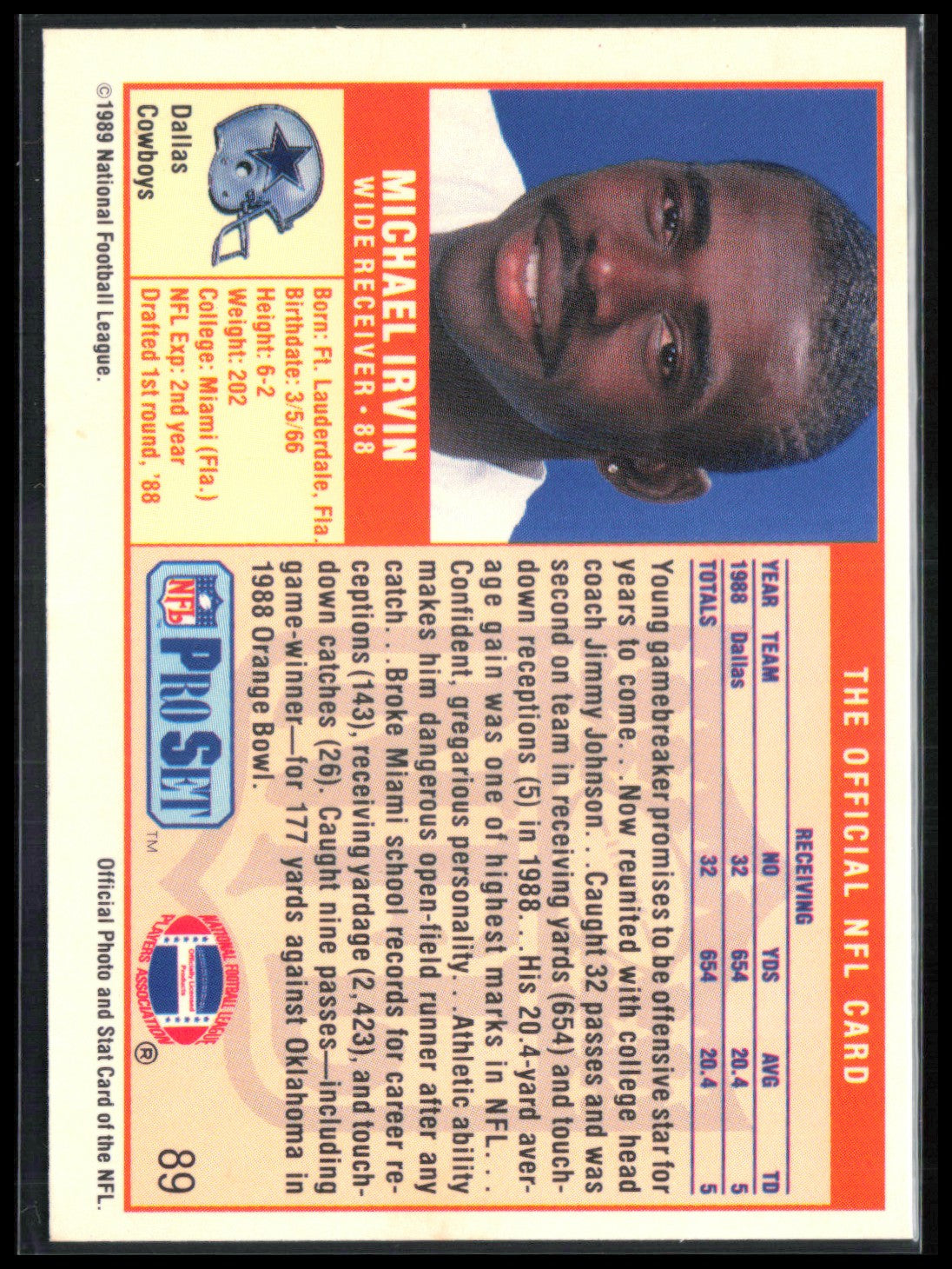 Michael Irvin 1989 Pro Set